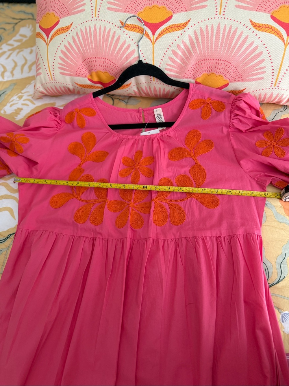 Uncle Frank Pink Dress with Orange Floral Embroidery - Picture 5 of 5